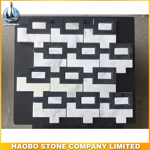 Carrara White & Black Marquina Marble Mosaic Tile Carrara White & Black Marquina Marble Mosaic Tile