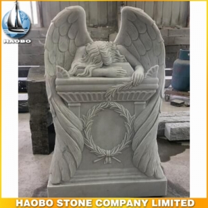White Marble Weeping Angel Statue