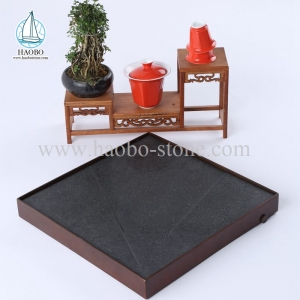 Black Granite Simple Design Stone Tea Tray HAOBO-STONE