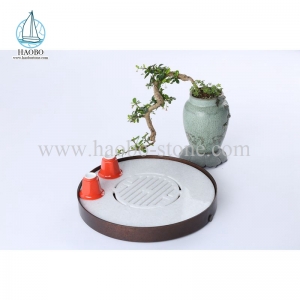 White Marble Chinese Design Stone Tea Tray HAOBO-STONE