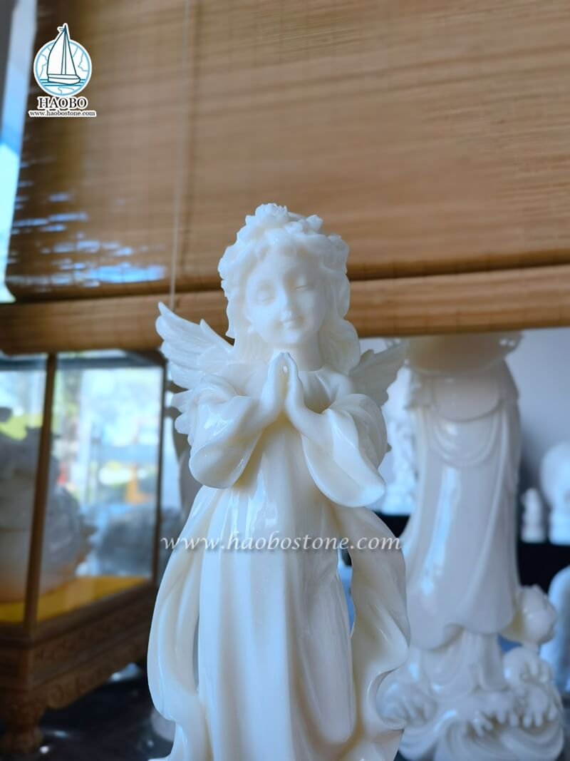 Haobo Stone White Marble Angel Carving