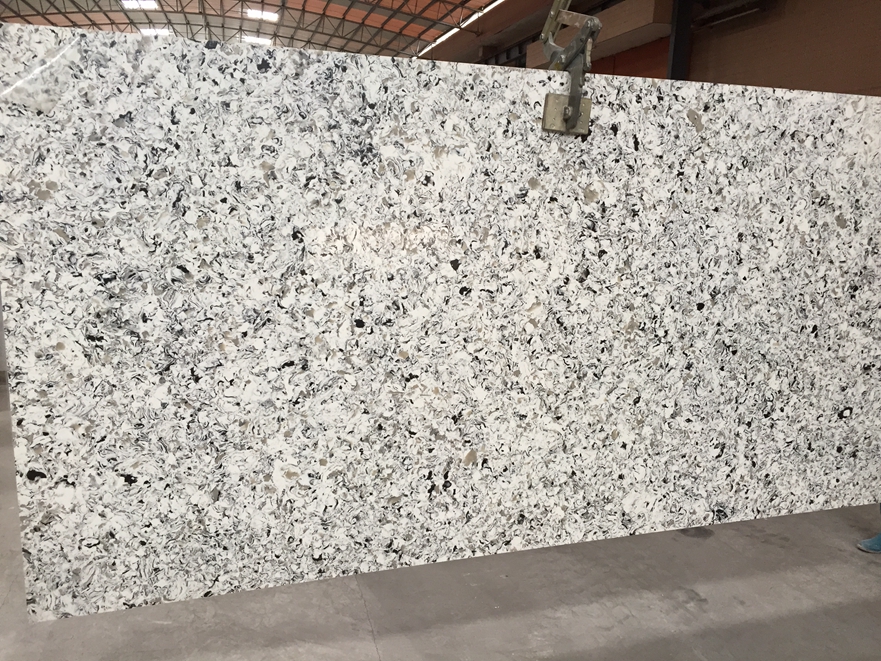 Grey & White Mixed Quartz Stone Slab