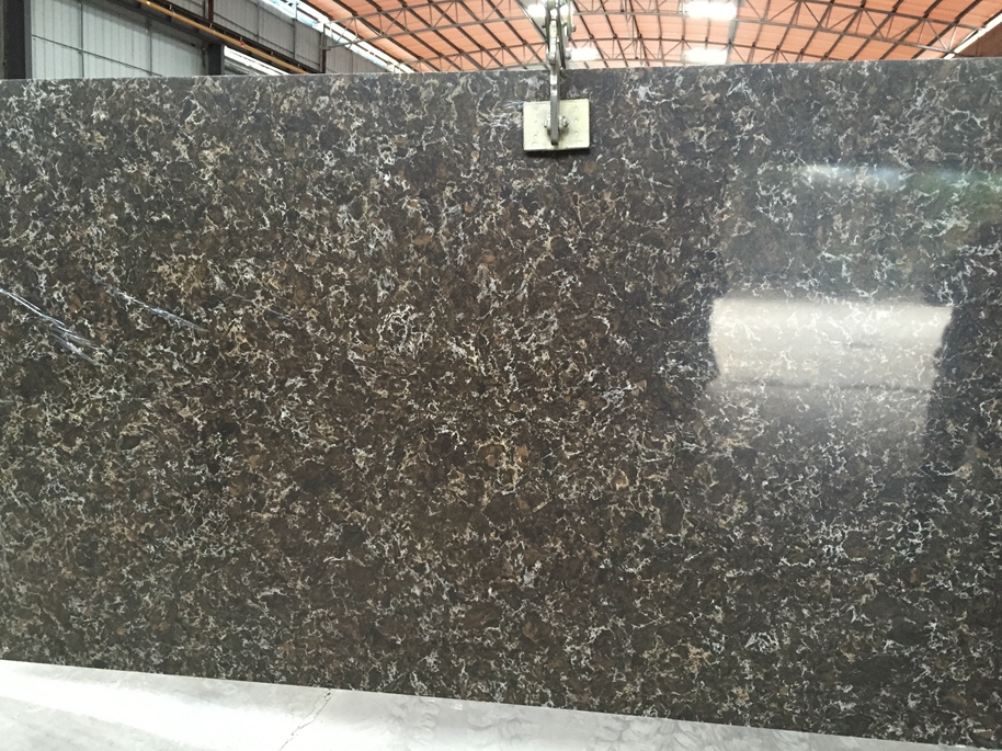 Dark Brown Quartz Slab 