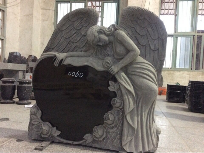 Shanxi Black Granite Angel Headstone