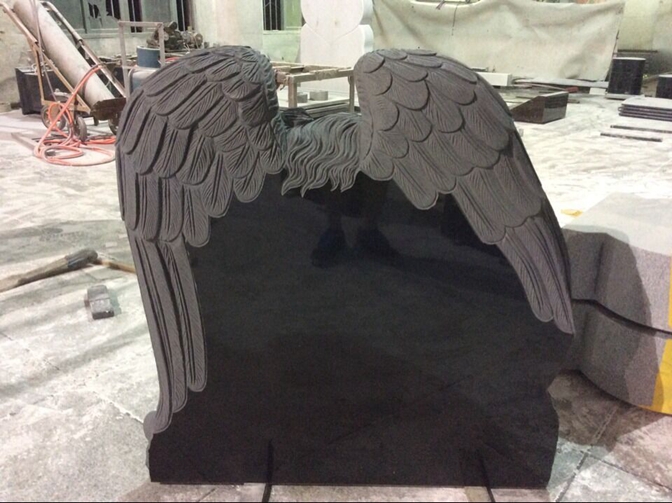 Shanxi Black Granite Angel Headstone