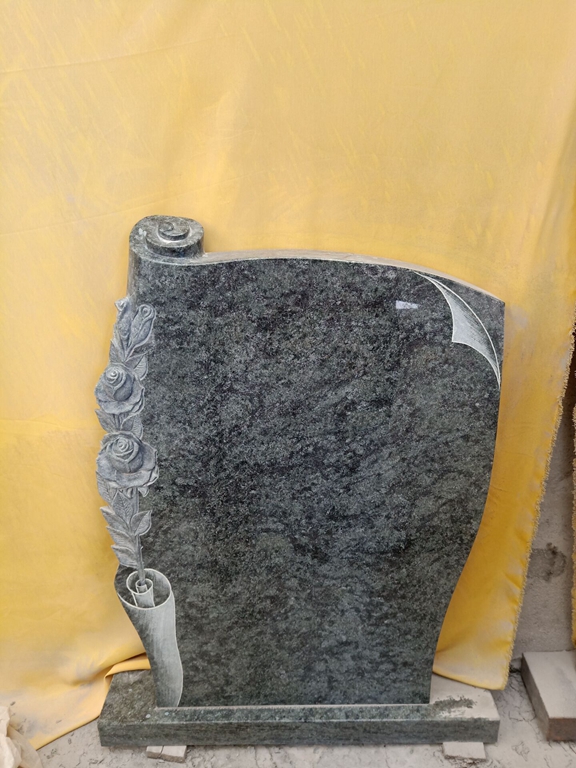 Carved Rose Granite Headstone