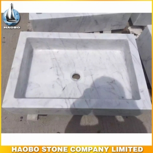 Carrara White Marble Bathroom Basin For Hotel