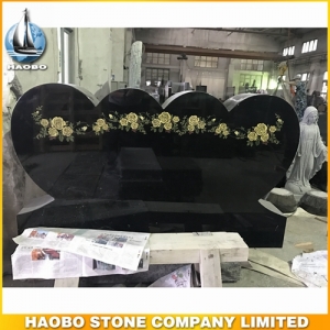 Shanxi Black Granite Double Heart Shaped Monument