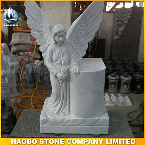 Carrara White Marble Angel Headstone