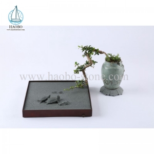 Black Granite Tortoise Carving Stone Tea Tray HAOBO-STONE