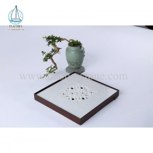 White Marble Simple Design Stone Tea Tray HAOBO-STONE