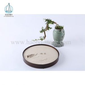Beige Marble Small Carving Stone Tea Tray HAOBO-STONE