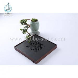 Black Granite Simple Design Stone Tea Tray HAOBO-STONE