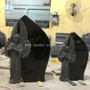 High Quality India Black Angel Headstone HAOBO-STONE