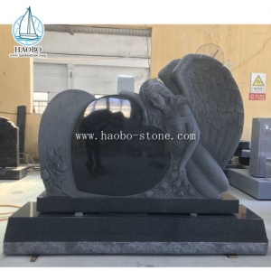 Black Granite Angel Tombstone HAOBO-STONE