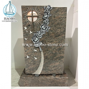 Dalva Granite Rose Carvning Gravestone with Lamp HAOBO-STONE