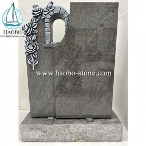 Multicolor Grey Rose Carving Tombstone HAOBO-STONE