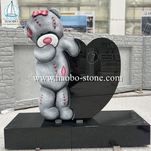 High Quality India Black Bear Carving Tombstone HAOBO-STONE