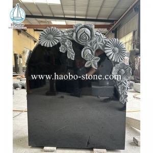 High Quality India Black Flower Carving Tombstone HAOBO-STONE