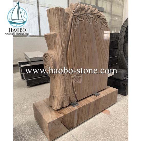 Wood Sandstone Tree Carved Gravestone HAOBO-STONE