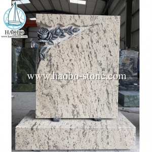 Giallo Brazil Granite Flower Carving Tombstone HAOBO-STONE