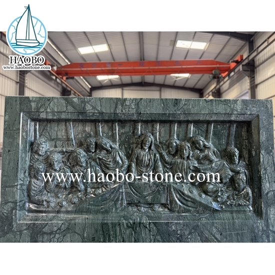 Sapphire Green The Last Supper Carving Gravestone HAOBO-STONE