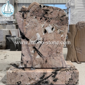 Pink Jade Rose Carved headstone HAOBO-STONE